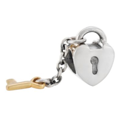 pandora sterling silver and 14ct gold padlock bead