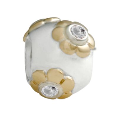Pandora sterling silver and 14ct gold cubic zirconia flowers bead - Product number 6583369