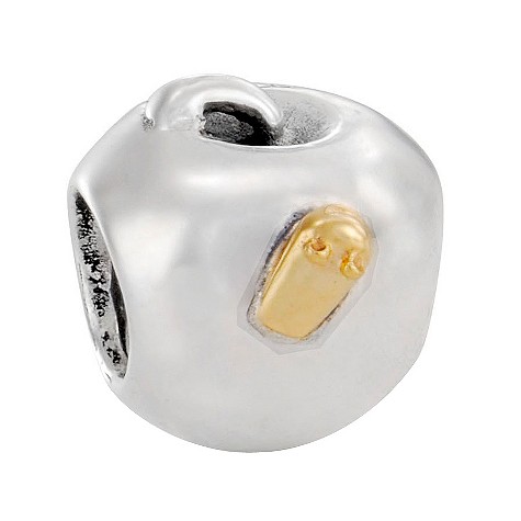 pandora sterling silver and 14ct gold apple bead