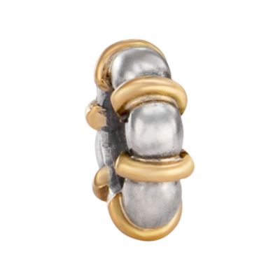 pandora sterling silver and 14ct gold braid bead