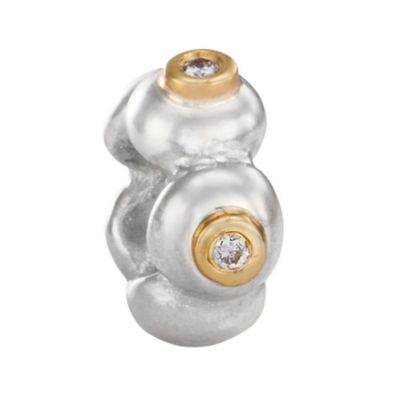Pandora sterling silver and 14ct gold diamond set daisy wheel spacer - Product number 6583490