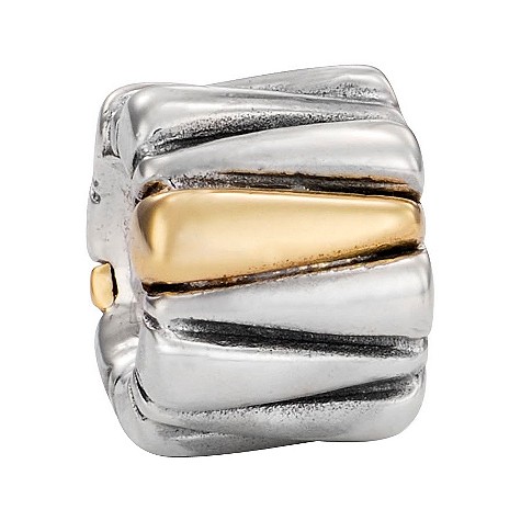 pandora sterling silver and 14ct gold rice bead