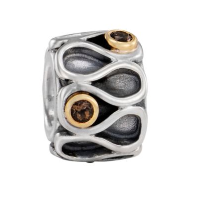 Pandora silver and 14ct gold smokey quartz ruffle bead - Product number 6583547