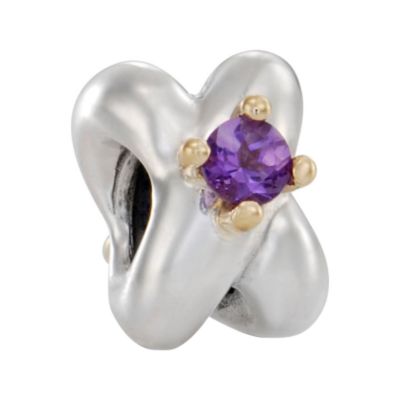 pandora sterling silver and 14ct gold amethyst