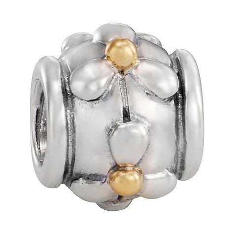 pandora sterling silver and 14ct gold petals bead