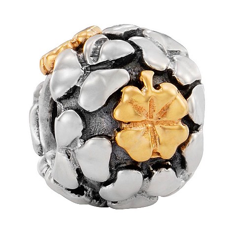 pandora sterling silver and 14ct gold 4 leaf