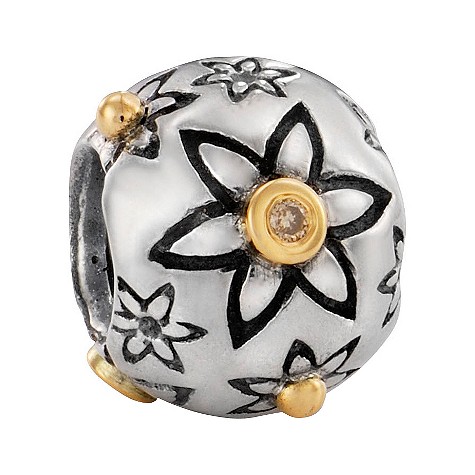 pandora sterling silver and 14ct gold diamond