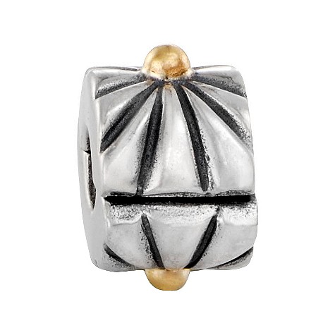 pandora sterling silver and 14ct gold sunray clip