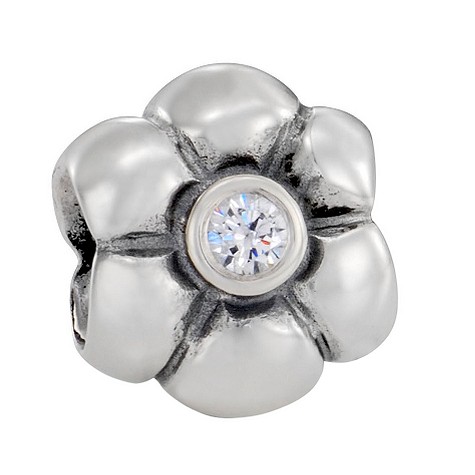 sterling silver cubic zirconia flower bead