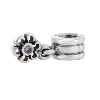 sterling silver and amethyst flower charm