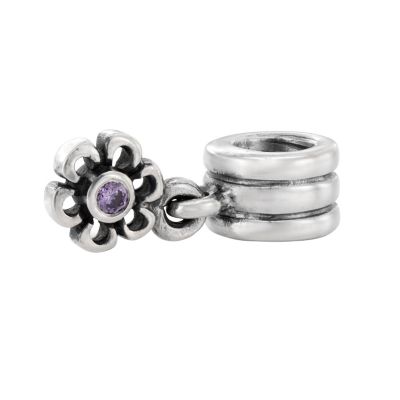 pandora sterling silver and amethyst flower charm