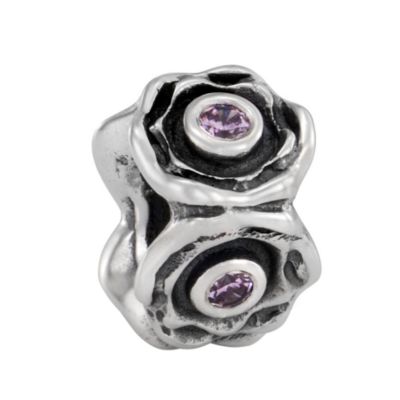 sterling silver tudor rose pink cubic