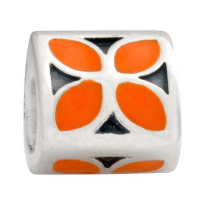 pandora sterling silver and enamel orange flower