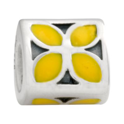 pandora sterling silver and enamel yellow flower