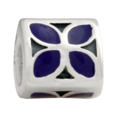 pandora sterling silver and enamel purple flower