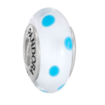 Pandora Murano glass and silver white with blue spots bead - Product number 6586600