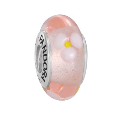 Pandora Murano glass and silver pink bead with flower - Product number 6586643