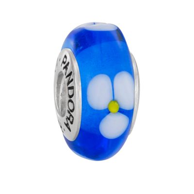 Pandora Murano glass and sterling silver blue bead with flower - Product number 6586740