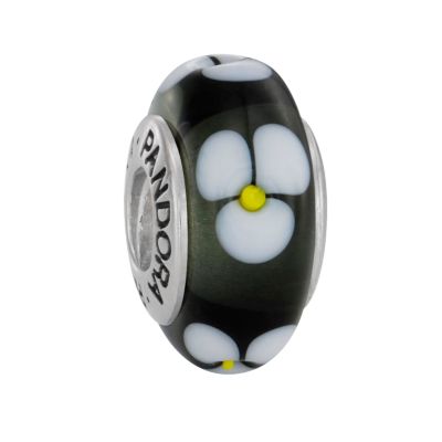 Pandora Murano glass and sterling silver grey bead with flower - Product number 6586767