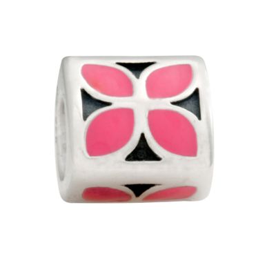 pandora sterling silver and enamel pink flower