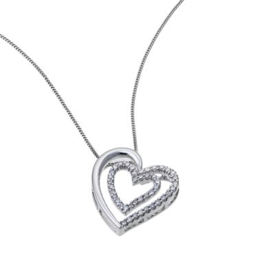 9ct white gold 33 point diamond heart pendant - Product number 6591914