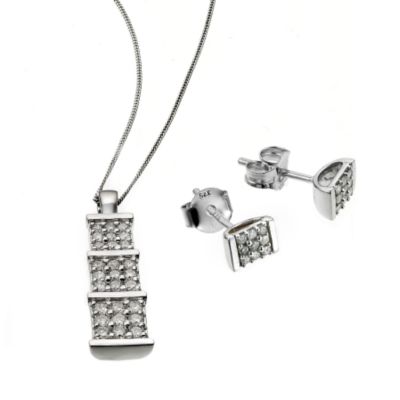 9ct white gold half carat diamond earrings and pendant gift set - Product number 6591922