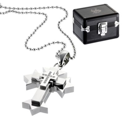 Simmons Jewelry Co. stainless steel and diamond cross - Product number 6593674