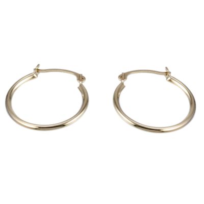 9ct Yellow Gold Plain Hoop Earrings - Product number 6596312