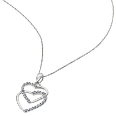 9ct white gold diamond love hearts - Product number 6596622