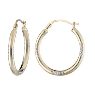 9ct Gold 20mm Diamond Cut Creole Earrings