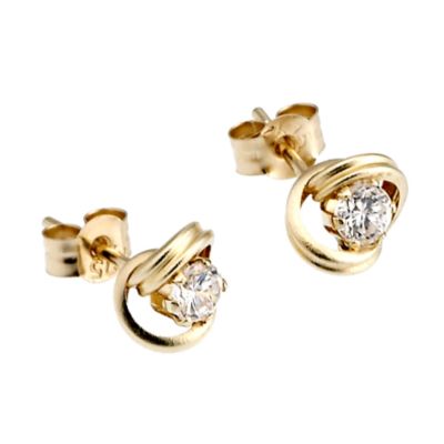 9ct Yellow Gold Baby Stud Cubic Zirconia Earrings