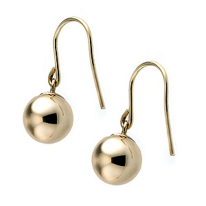 9ct gold 7mm Ball Drop Earrings