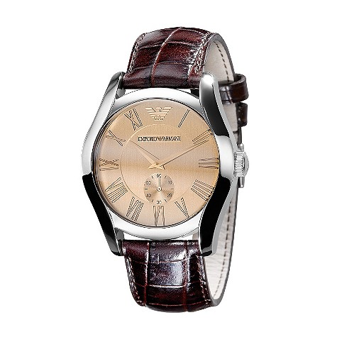 emporio Armani mens amber dial brown leather