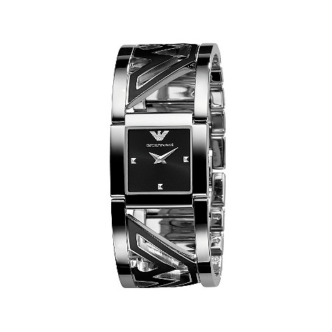 emporio Armani ladies black dial logo bracelet