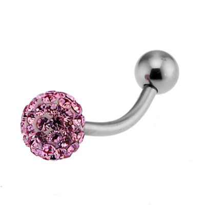 Stainless Steel Pink Crystal Ball 15mm Belly Bar - Product number 6620159