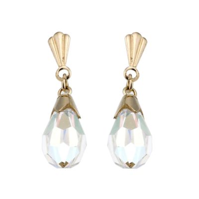 9ct Yellow Gold Crystal Drop Earrings - Product number 6620523