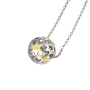Sphere of Life Sterling Silver 18ct Gold Stars 18 Necklace