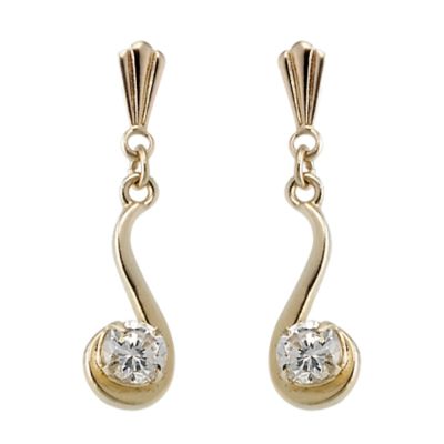 9ct Yellow Gold Cubic Zirconia Drop Earrings 4mm - Product number 6622135