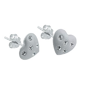 Unbranded 9ct White Gold Crystal Moon Stud Earrings