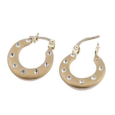 9ct Yellow Gold Crystal Set Creole Earrings