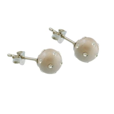 Unbranded 9ct White Gold Crystal Moon Ball Earrings