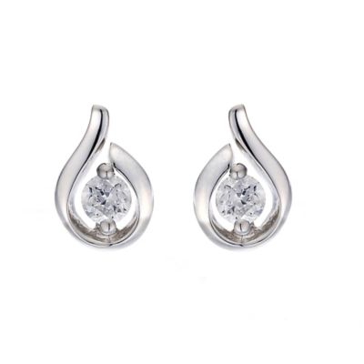 9ct White Gold Cubic Zirconia Peardrop Earrings