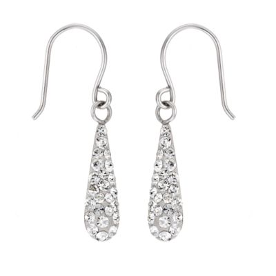 9ct White Gold Crystal Bomb Drop Earrings