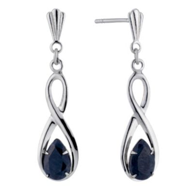 9ct White Gold Sapphire Drop Earrings - Product number 6622909