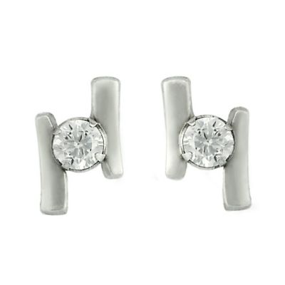 H Samuel 9ct White Gold Cubic Zirconia Double Bar Stud