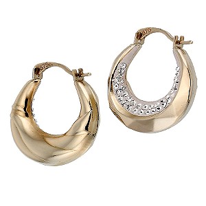 9ct Gold Crystal Creole Earrings