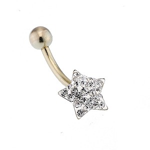 9ct Gold Crystal Star 15mm Belly Bar