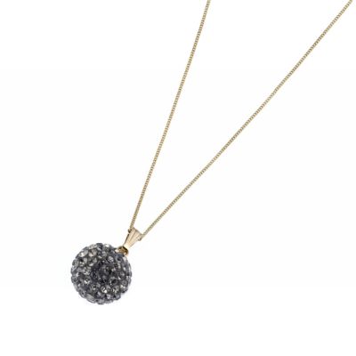 9ct Gold Evoke Grey Crystal Ball Pendant with 16' Chain