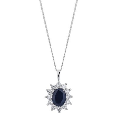 9ct White Gold Sapphire and Cubic Zirconia