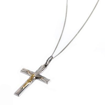 Sterling Silver and 9ct Gold Crucifix with